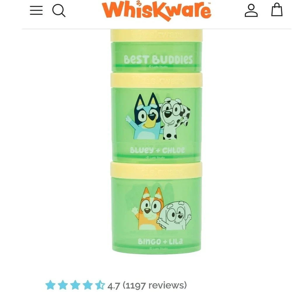 Whiskware Bluey Best Buddies Stackable Snack 3 Interlocking Container